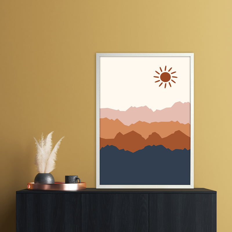 Sun Blue Mountain 02 Art Print by Essentially Nomadic A1 Oak Frame