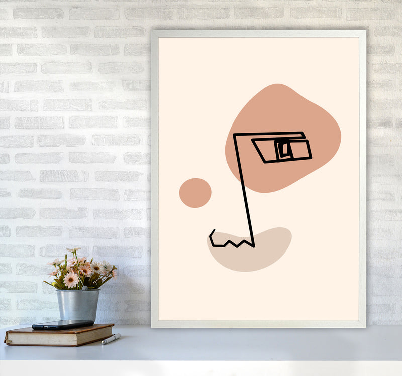 Absract 1 Face Line Art Art Print by Essentially Nomadic A1 Oak Frame