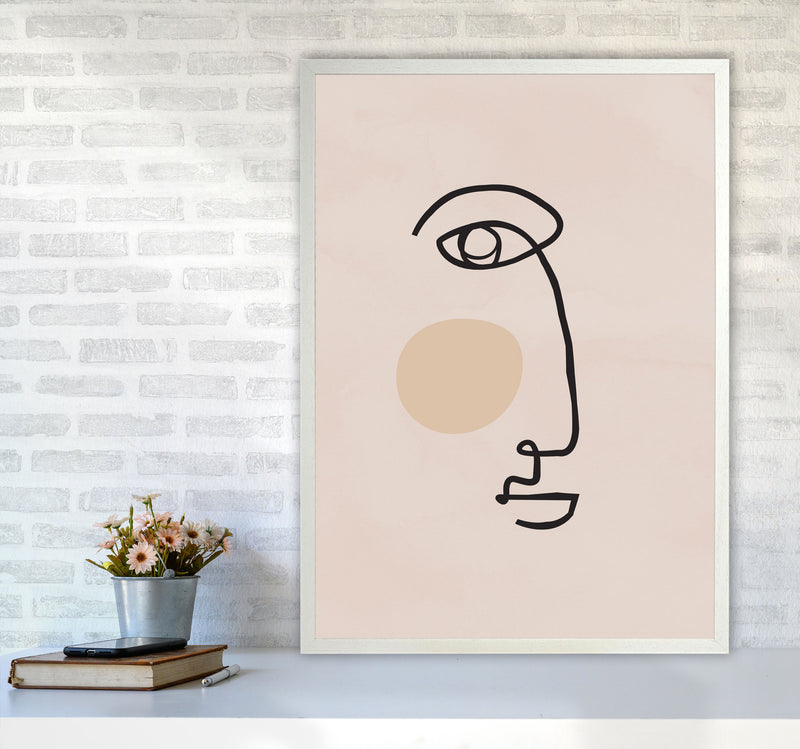 Absract 2 Face Line Art Art Print by Essentially Nomadic A1 Oak Frame