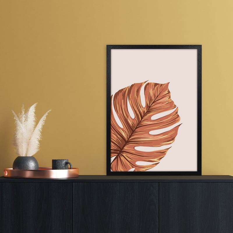 Monstera Leaf Teracotta Art Print by Essentially Nomadic A2 White Frame