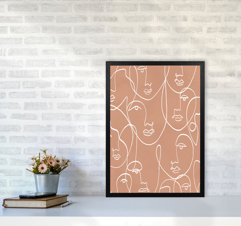 Face Beige Line Art Art Print by Essentially Nomadic A2 White Frame