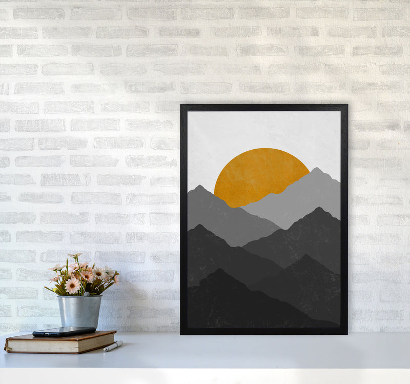Mountain Sun Yellow Art Print by Essentially Nomadic A2 White Frame