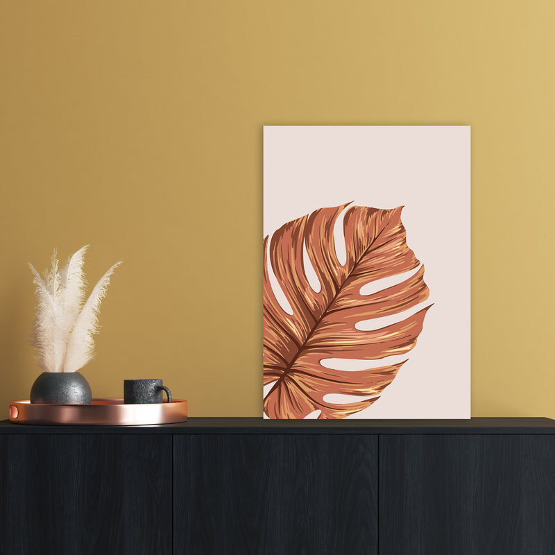 Monstera Leaf Teracotta Art Print by Essentially Nomadic A2 Black Frame