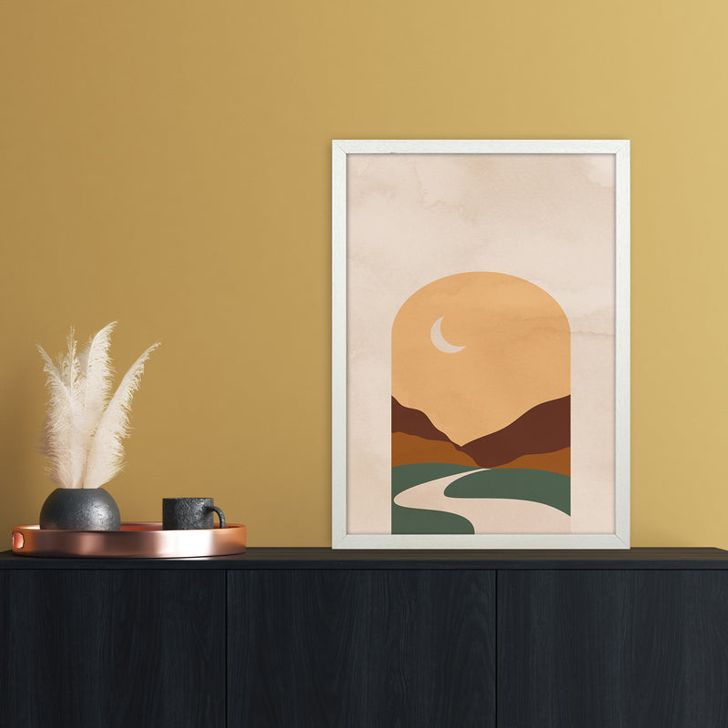 Road Moon Art Print by Essentially Nomadic A2 Oak Frame