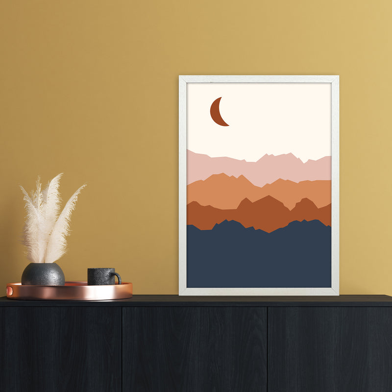 Moon Blue Mountain 01 Art Print by Essentially Nomadic A2 Oak Frame