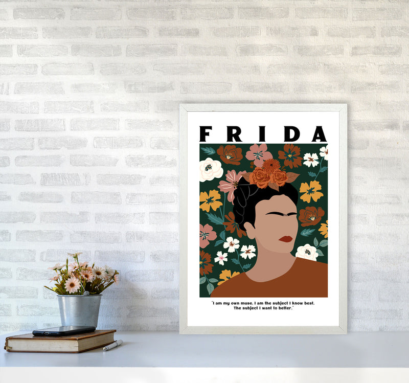 Frida Floral Art Print by Essentially Nomadic A2 Oak Frame