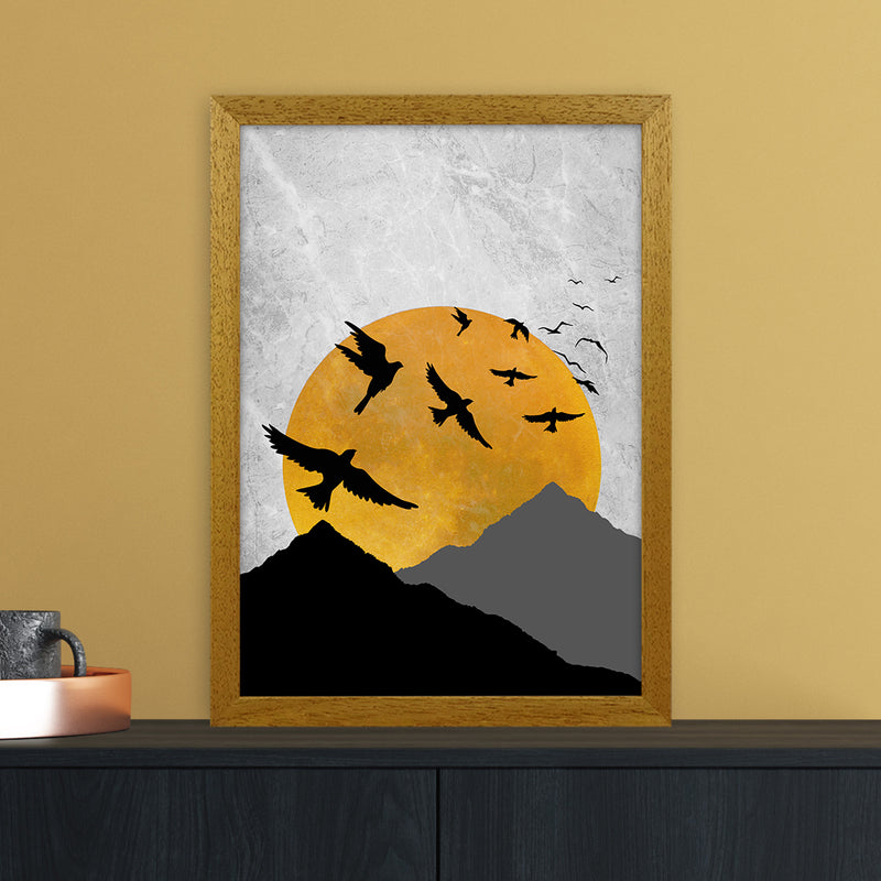 The Sunset Mountain Bird Flying Art Print by Essentially Nomadic A3 Print Only