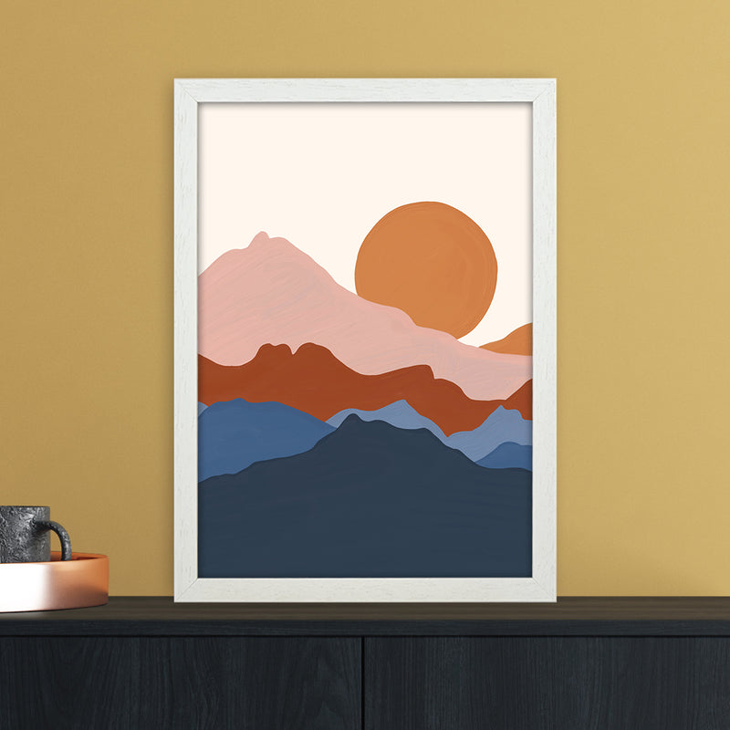 Astract Landscape Art Print by Essentially Nomadic A3 Oak Frame