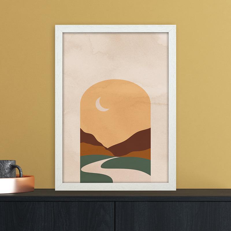 Road Moon Art Print by Essentially Nomadic A3 Oak Frame