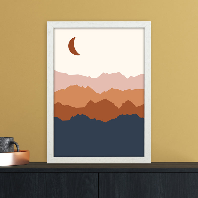 Moon Blue Mountain 01 Art Print by Essentially Nomadic A3 Oak Frame