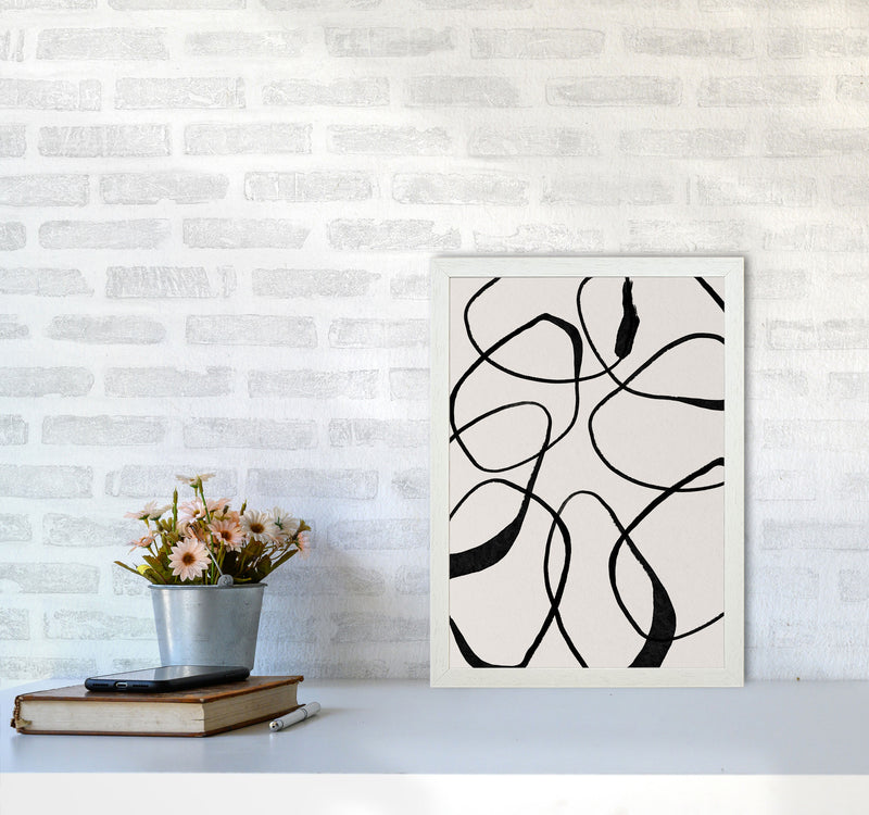 Abstract Scribble Art Print by Essentially Nomadic A3 Oak Frame