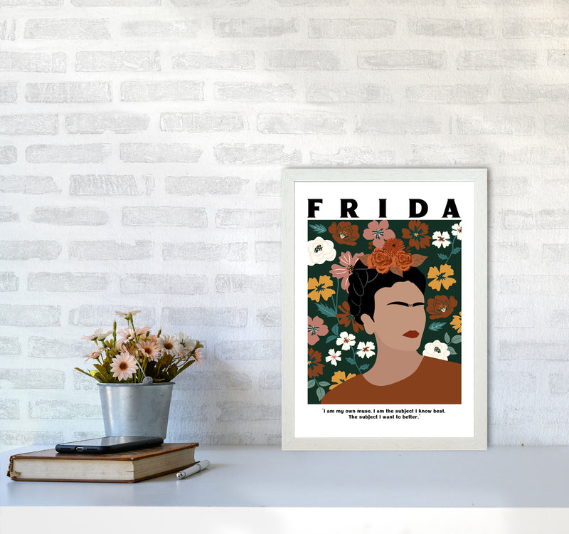 Frida Floral Art Print by Essentially Nomadic A3 Oak Frame