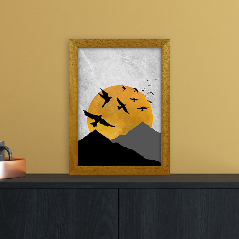 The Sunset Mountain Bird Flying Art Print by Essentially Nomadic A4 Print Only
