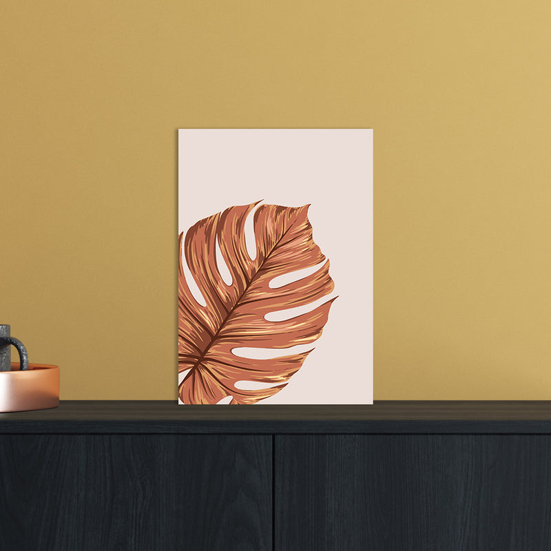 Monstera Leaf Teracotta Art Print by Essentially Nomadic A4 Black Frame