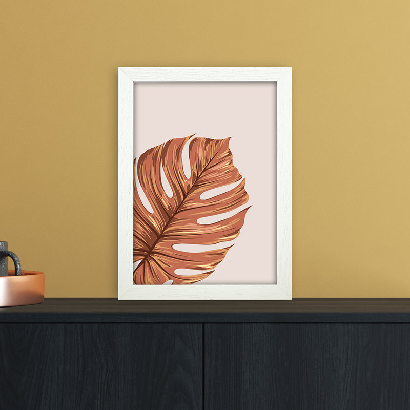 Monstera Leaf Teracotta Art Print by Essentially Nomadic A4 Oak Frame