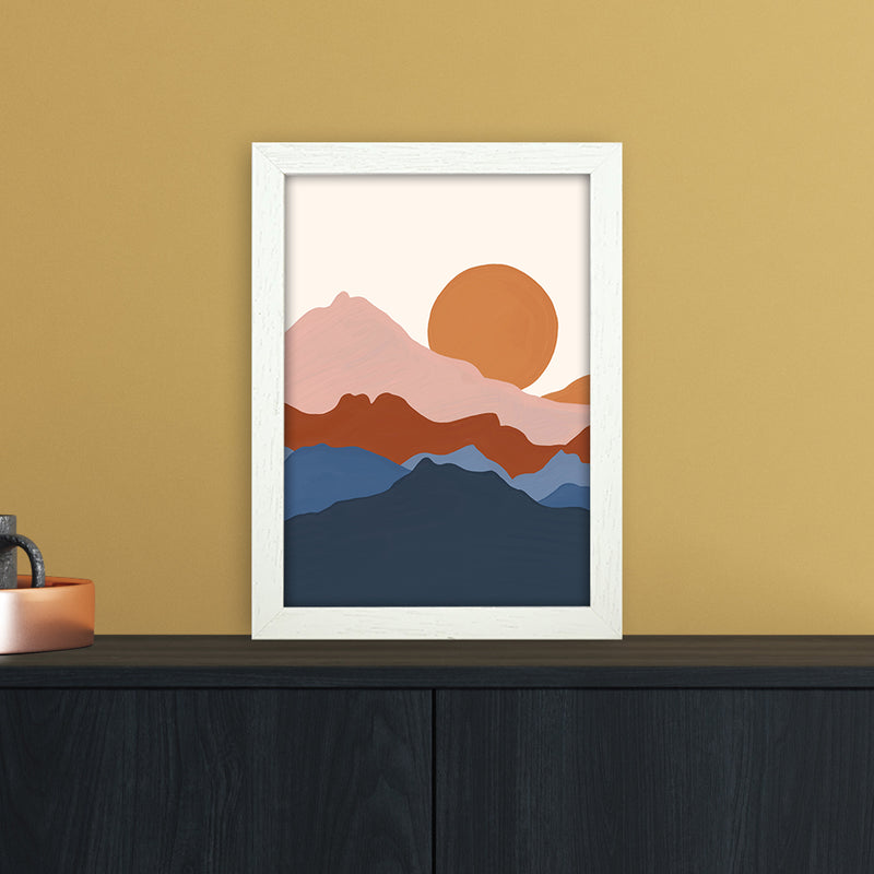Astract Landscape Art Print by Essentially Nomadic A4 Oak Frame