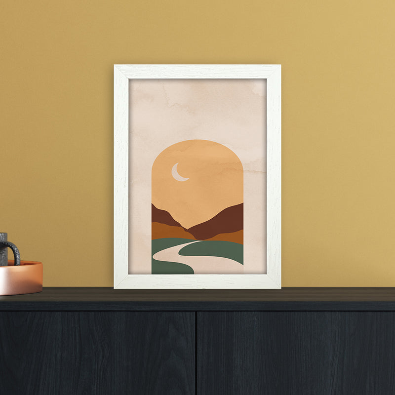 Road Moon Art Print by Essentially Nomadic A4 Oak Frame