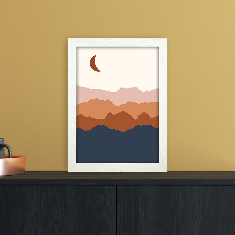 Moon Blue Mountain 01 Art Print by Essentially Nomadic A4 Oak Frame
