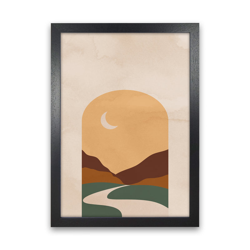 Road Moon Art Print by Essentially Nomadic Black Grain