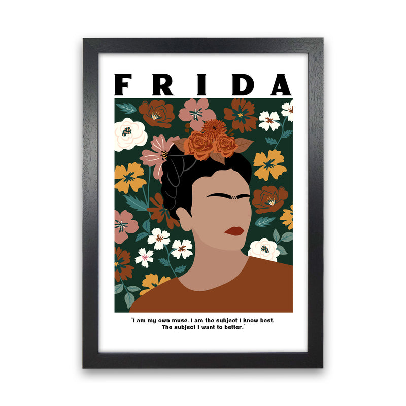 Frida Floral Art Print by Essentially Nomadic Black Grain