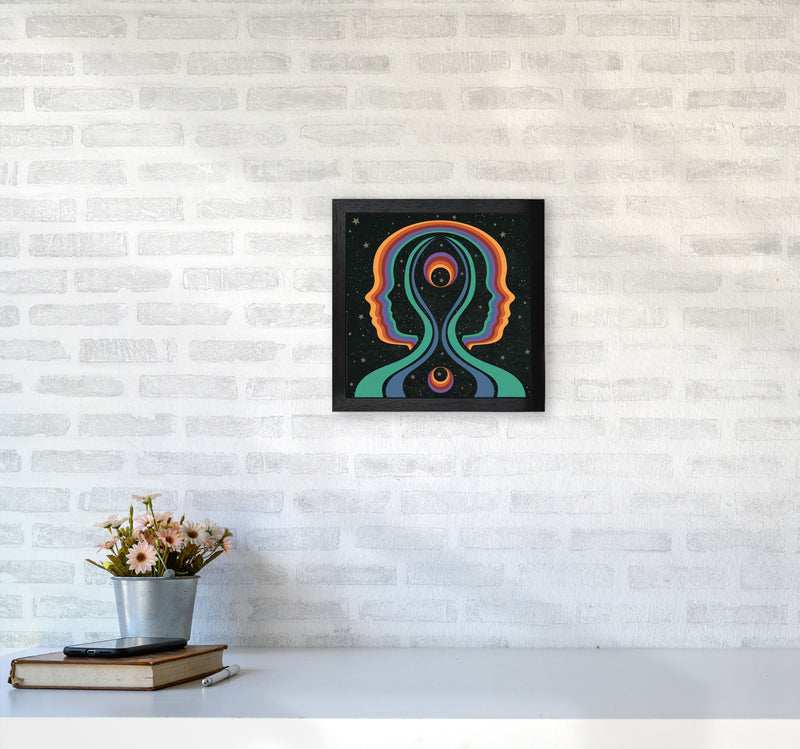 Rainbow Gemini Heads-Text Art Print by Inktally3030 White Frame