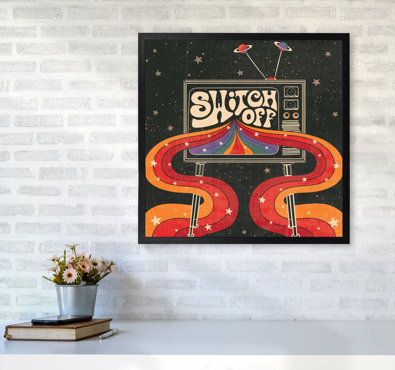 Switch Off, Rainbow Retro Tv Art Print by Inktally6060 White Frame
