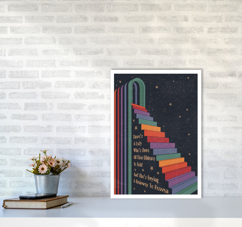 Stairway To Heaven A1 Gelato Art Print by Inktally A2 Black Frame