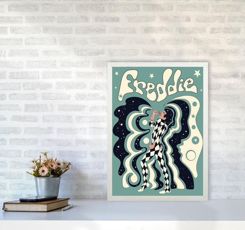 Freddie Blue-01 Art Print by Inktally A2 Oak Frame