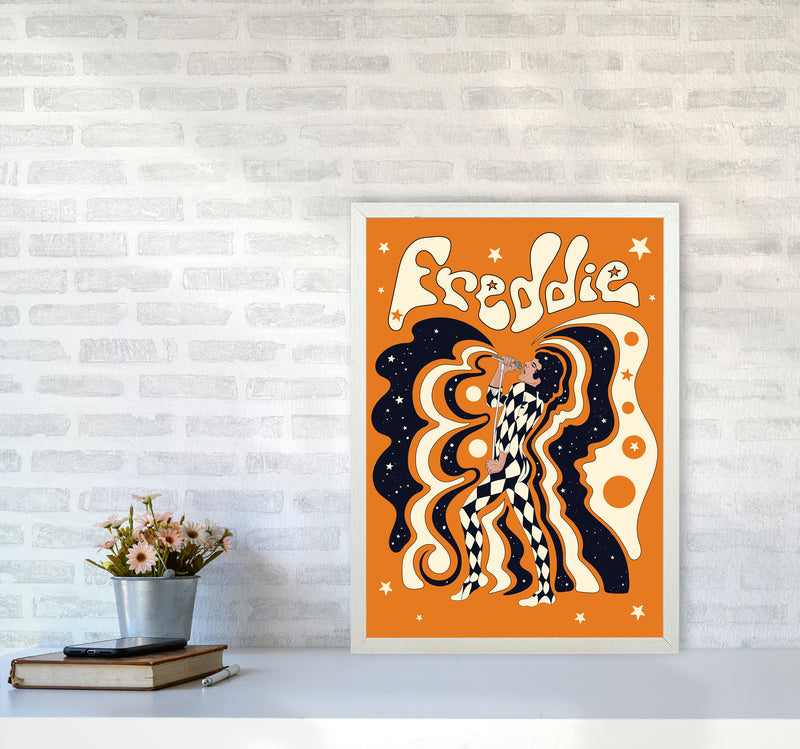 Freddie Orange-01 Art Print by Inktally A2 Oak Frame