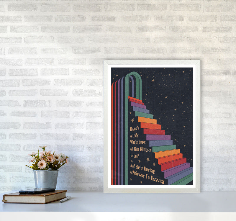 Stairway To Heaven A1 Gelato Art Print by Inktally A2 Oak Frame