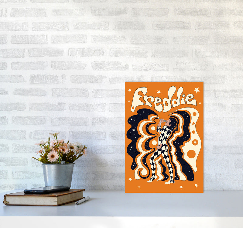 Freddie Orange-01 Art Print by Inktally A3 Black Frame