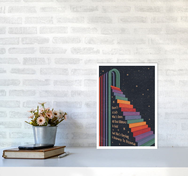 Stairway To Heaven A1 Gelato Art Print by Inktally A3 Black Frame