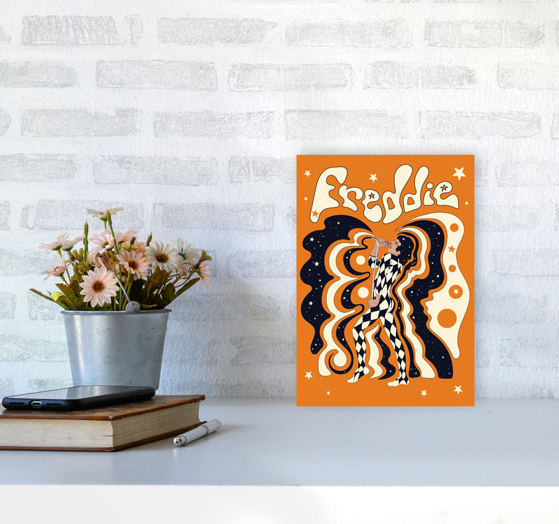 Freddie Orange-01 Art Print by Inktally A4 Black Frame