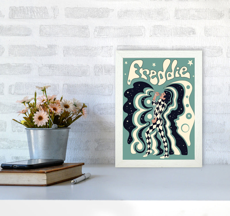 Freddie Blue-01 Art Print by Inktally A4 Oak Frame