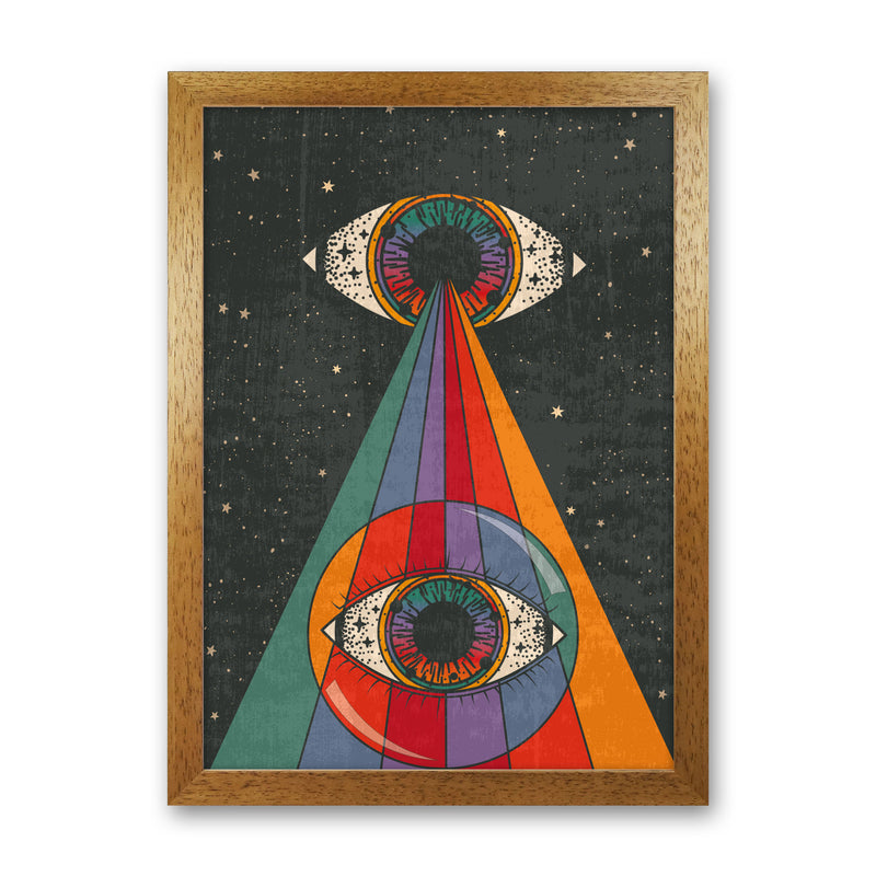 Mystic Eye - Text- A3 Art Print by Inktally Oak Grain