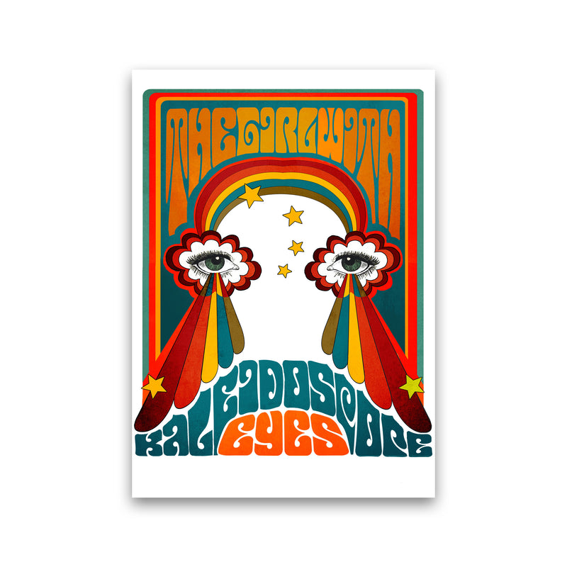 The Girl With Kaleidoscope Eyes Psychedelic Illustration Art Print by Inktally Print Only