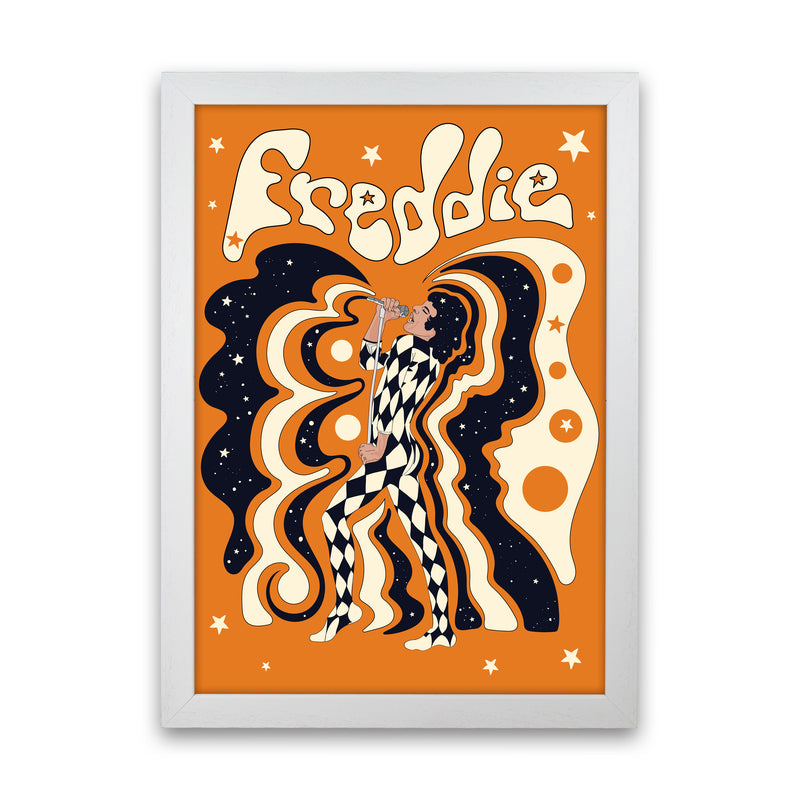 Freddie Orange-01 Art Print by Inktally White Grain