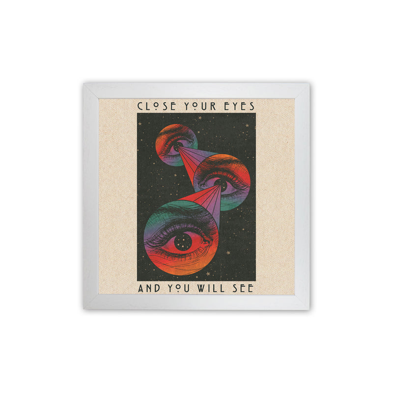 Close Your Eyes Art Print by Inktally White Grain
