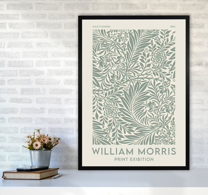 William Morris- Green Wild Flowers Art Print by Jason Stanley A1 White Frame