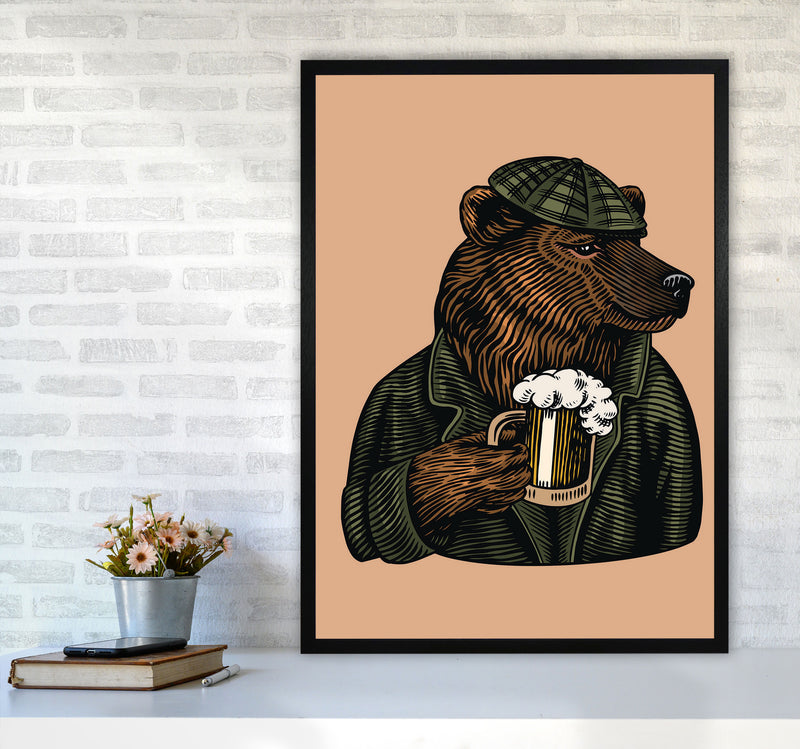 Frosty The Bear With A Frosty Beer Art Print by Jason Stanley A1 White Frame