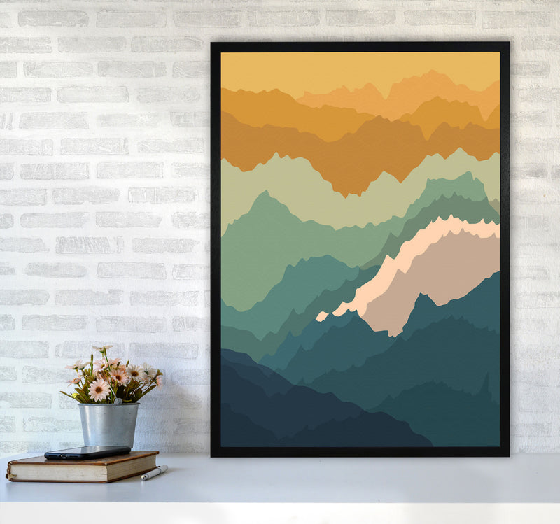 Japanese Mountain Topography Art Print by Jason Stanley A1 White Frame