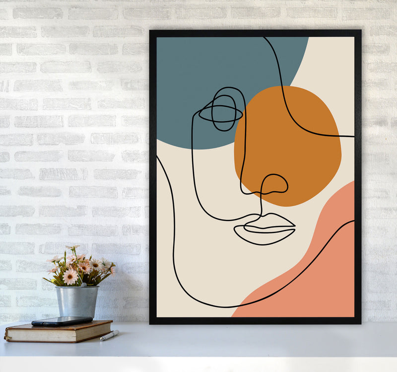 Abstract Face Line Drawing Art Print by Jason Stanley A1 White Frame