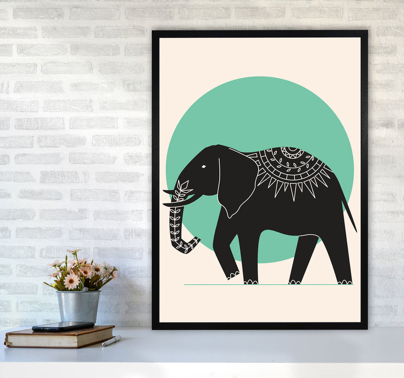 Elephant Green Moonlight Art Print by Jason Stanley A1 White Frame