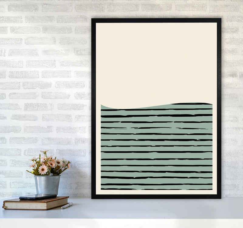 Green Minimal Midcentury Art Print by Jason Stanley A1 White Frame