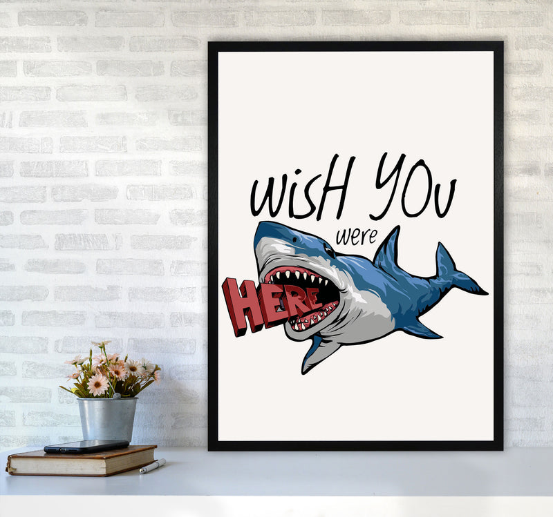 Wish You Were Here Shark Art Print by Jason Stanley A1 White Frame
