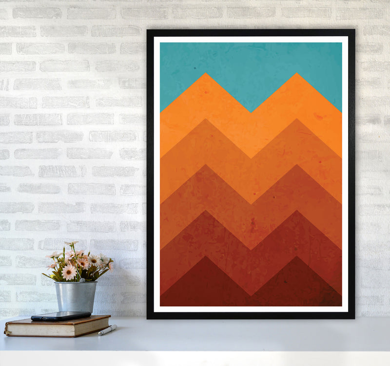 Abstract Orange Mountain Art Print by Jason Stanley A1 White Frame