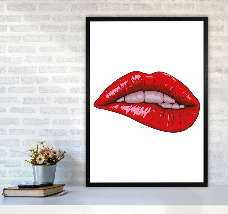 When She Bites Her Lip Art Print by Jason Stanley A1 White Frame