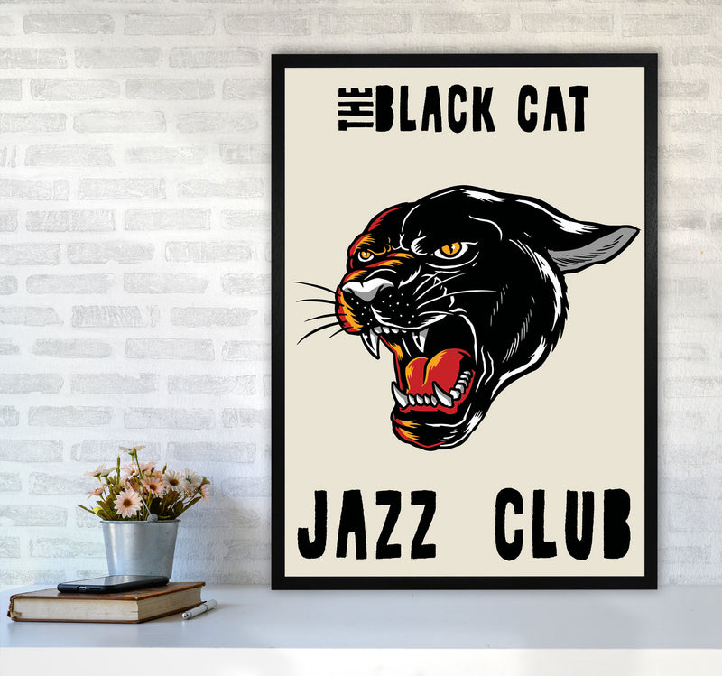 The Black Cat Jazz Club Art Print by Jason Stanley A1 White Frame