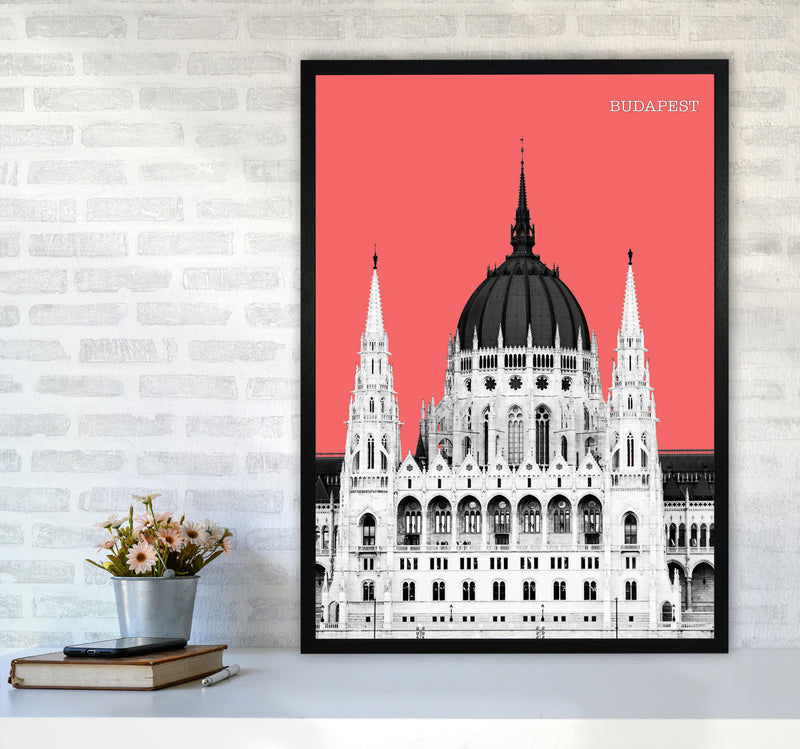 Halftone Budapest Red Art Print by Jason Stanley A1 White Frame