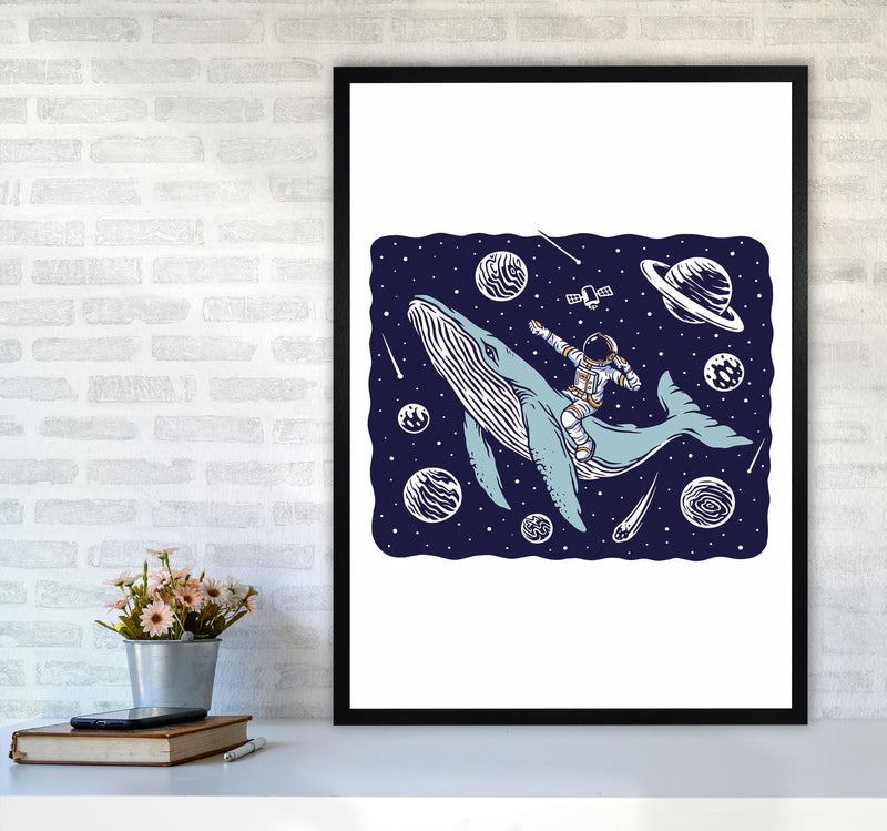 Galactic Whale Rider Art Print by Jason Stanley A1 White Frame